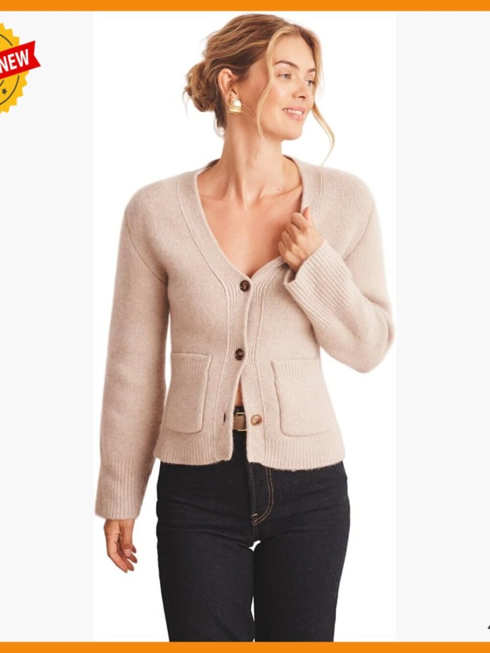 Premium Cashmere Slim Cardigan, V-Neck with Pockets, Luxe Fit